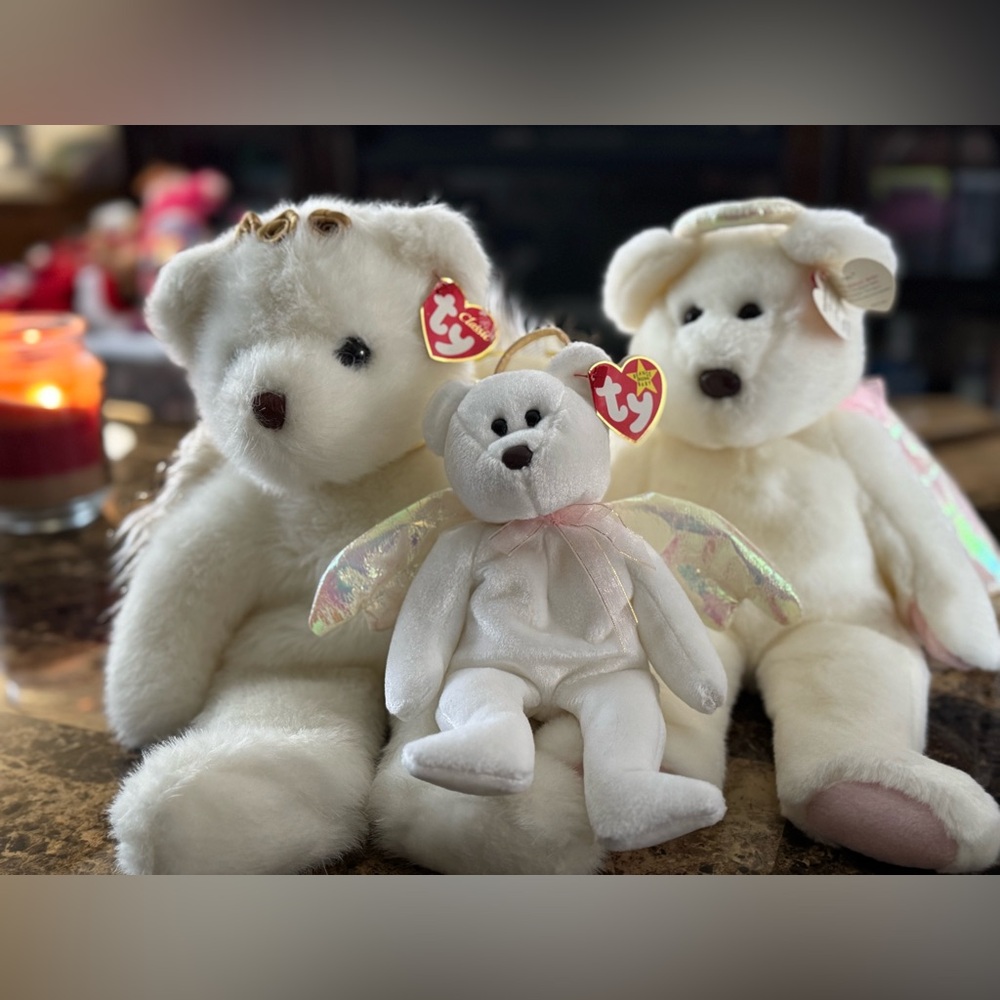 🪽 Ty Angel Bear Trio – Halo Buddy, Halo Regular, Divine Classic – Set of 3